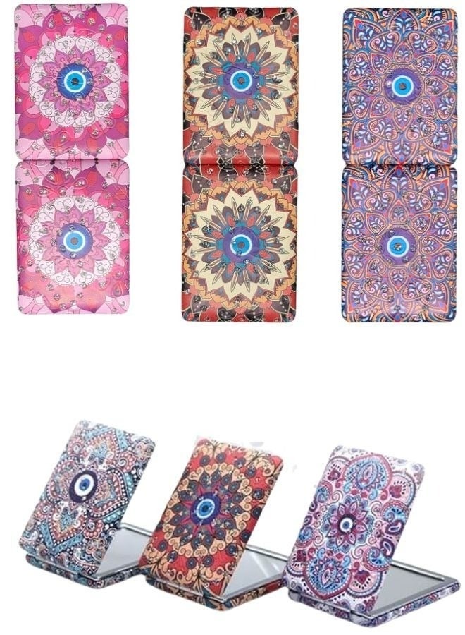 مرآة مكياج مستطيلة صغيرة عالية الجودة - مرآة سفر قابلة للطي بوجهين مع تكبير 1×/2×، مصنوعة من جلد PU أنيق، مناسبة للحقائب اليدوية، الجيب، حقيبة اليد، حقيبة الكلاتش، للرجال والنساء، متينة وسهلة الحمل - Image 3